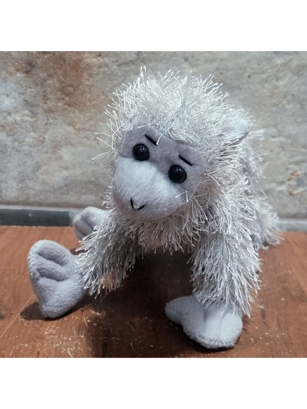 Poseable Grey Shaggy Tinsel Monkey Yeti Plush Toy